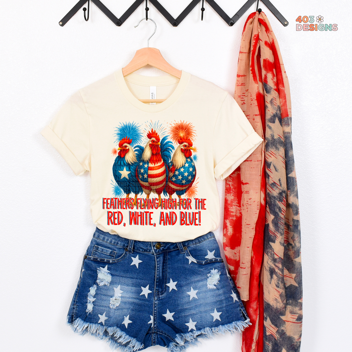 Feathers Flying High Roosters Graphic Tee