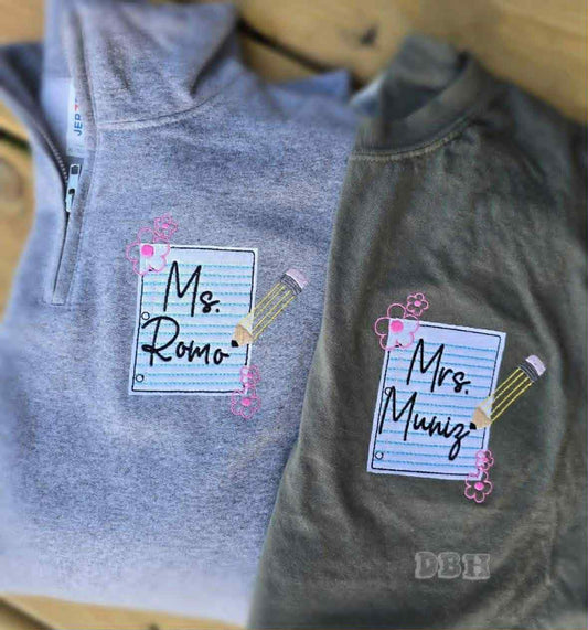 Embroidered Personalized Teacher Sweatshirt